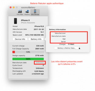 iPhone X - [Problème après changement batterie iPhone X 0%, arrêts  inopinés]